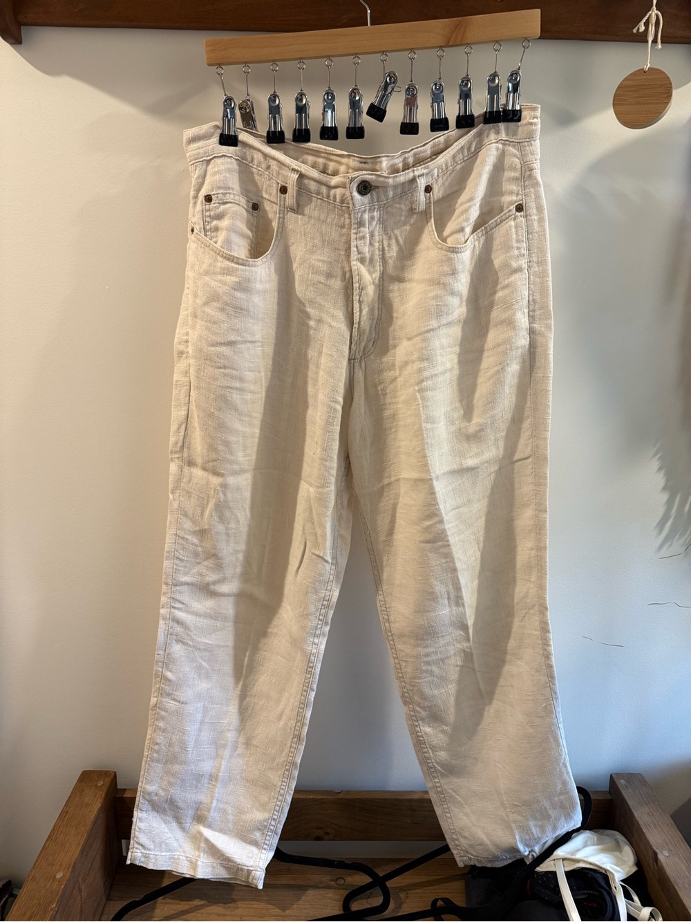 Relaxed Fit Cream women’s Jeans 100% linen
